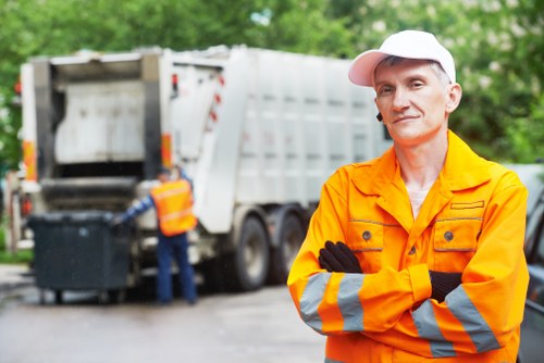 Construction site in Crystal Palace with waste materials