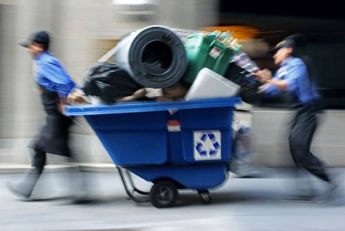 Low-carbon skip delivery van parked outside a sustainable rubbish area