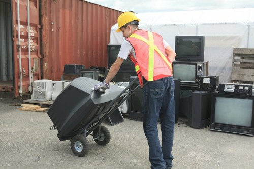 Professional garden waste removal team at work