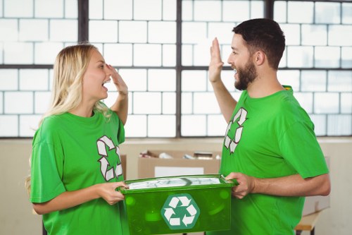 Residents participating in curbside recycling collection